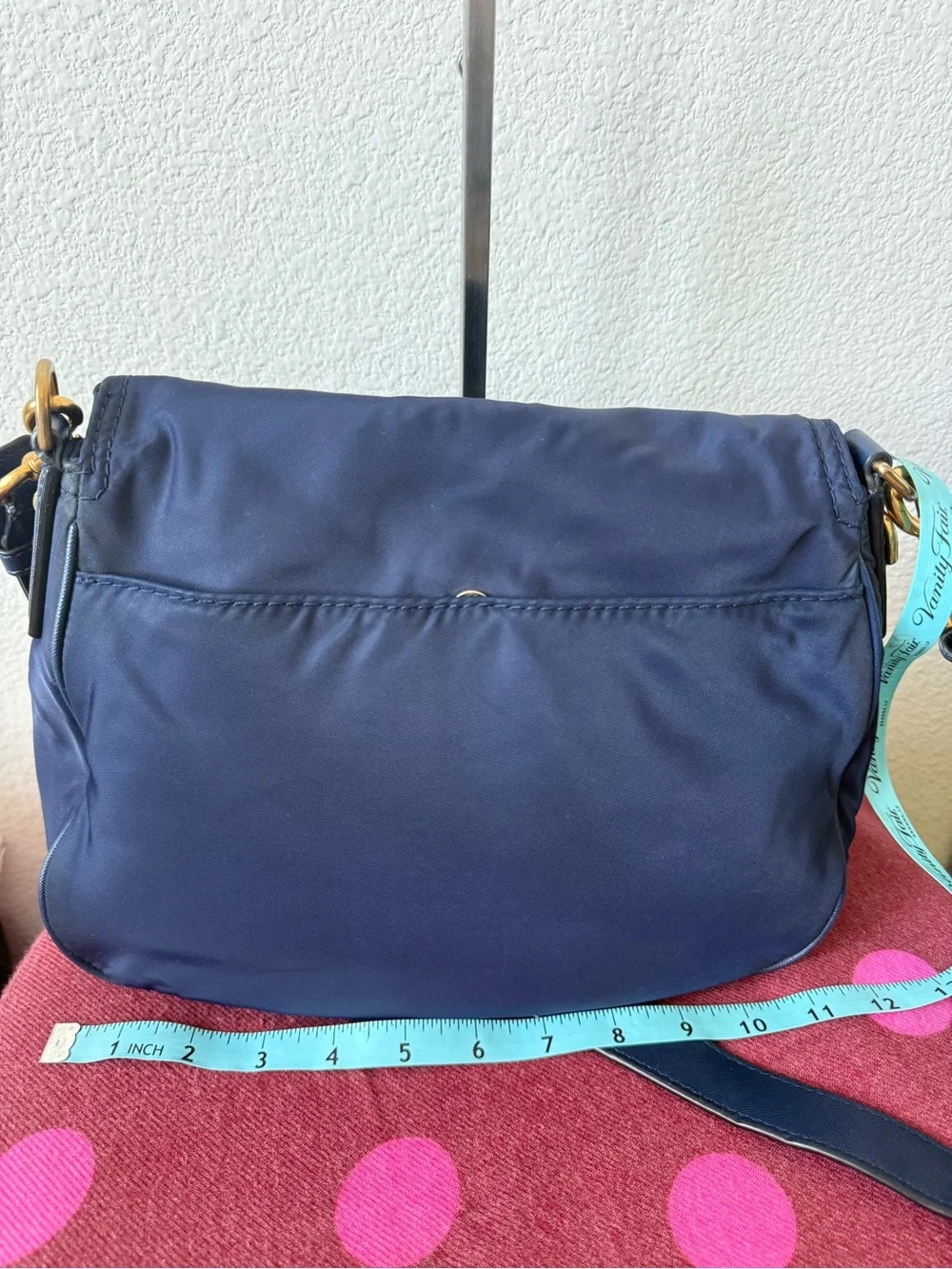 Marc Jacobs Navy Nylon Crossbody Bag Gold Hardware Zip Flap Shoulder Purse